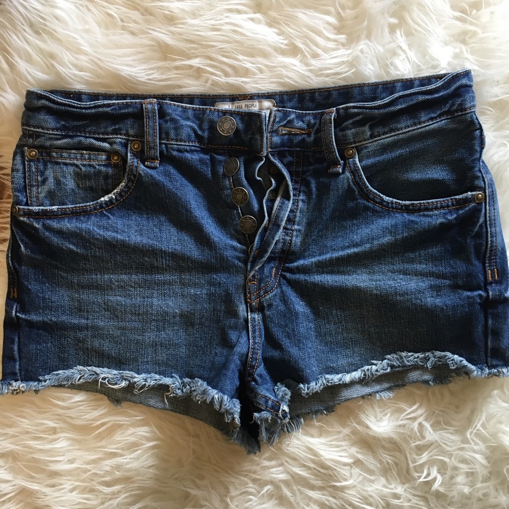 Free People High Rise Button Fly Cut Offs